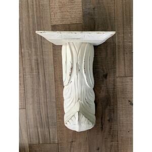 Large Hand Carved White Wood Rustic Corbel  Wall Shelf Approximately 15" High